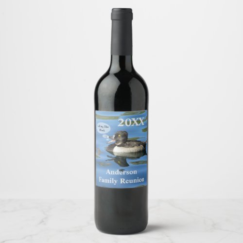 Calling the Flock Humorous Duck Family Reunion Wine Label