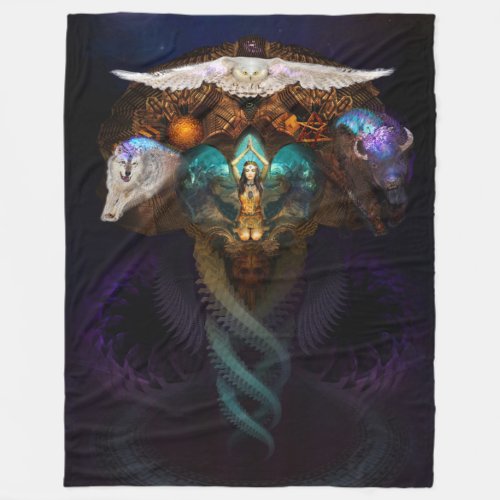 Calling The Spirit Animals Fleece Blanket