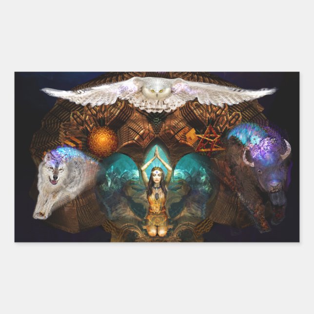 Calling The Spirit Animals Rectangular Sticker (Front)