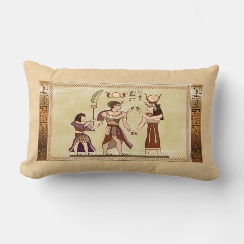 Calling to the Gods Egyptian Folk Art Decor Lumbar Pillow