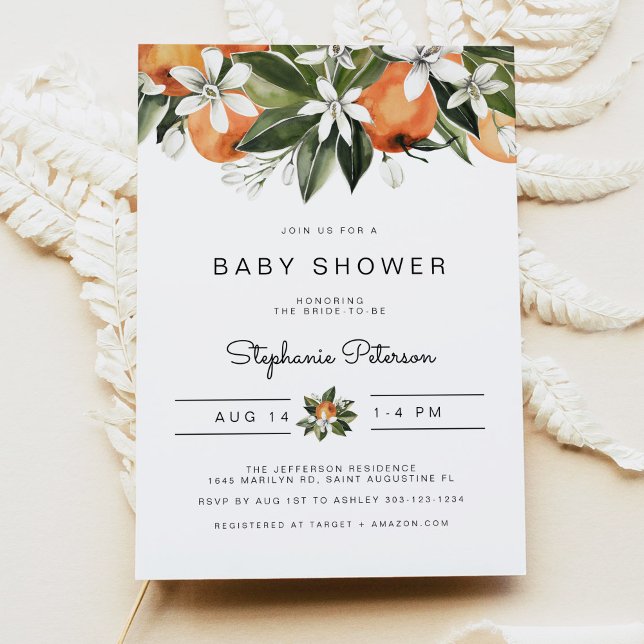 CALLIOPE Citrus Orange Little Cutie Baby Shower Invitation (Creator Uploaded)