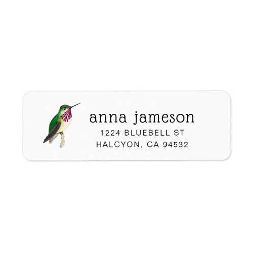 Calliope Hummingbird Address Label