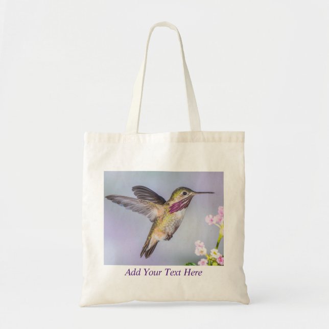 Calliope Hummingbird Purple & Pink Personalized Tote Bag (Front)