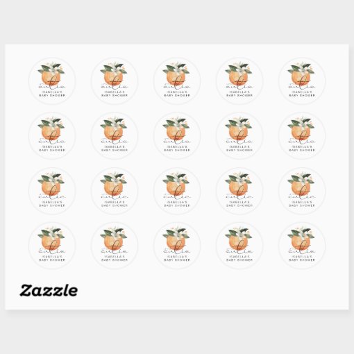 CALLIOPE Little Cutie Clementine Baby Shower Classic Round Sticker Zazzle