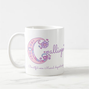 Calliope name meaning heart flower C monogram mug