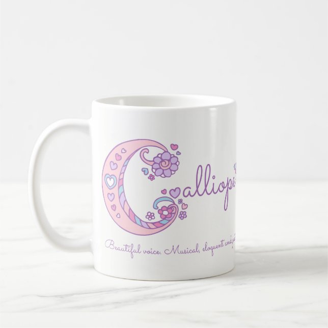 Calliope name meaning heart flower C monogram mug (Left)
