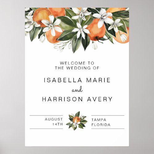 Calliope _ Tropical Orange Botanic Wedding Welcome Poster