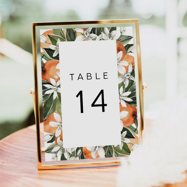 Calliope - Watercolor Tropical Orange Table Number (Creator Uploaded)