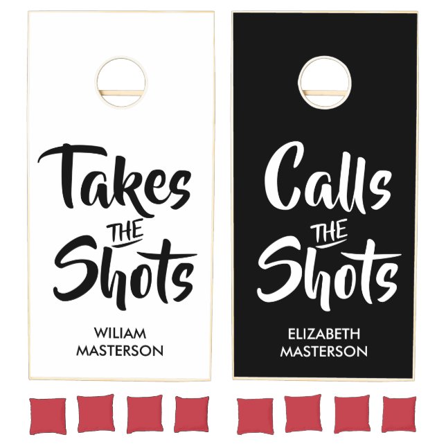 Calls the Shots Funny Couples Wedding Party Cornhole Set (Set)