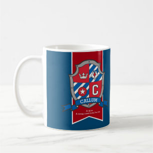 Callum knight shield red blue name meaning mug