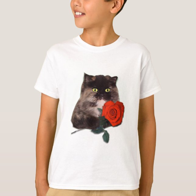 Cally with Red Heart Shaped Rose Persian T-Shirt (Front)