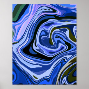 Calm Abstract Fluid Art with Cool Tones Poster