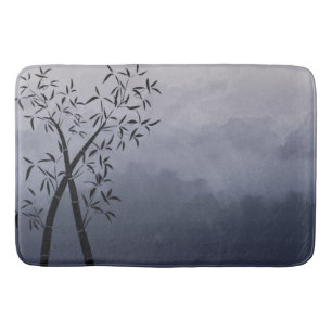 Calm and Dramatic Bamboo and mountain view Scene Bathroom Mat