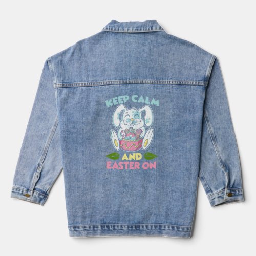 Calm And Easter On Rabbit Bunny Easter Egg Happy E Denim Jacket