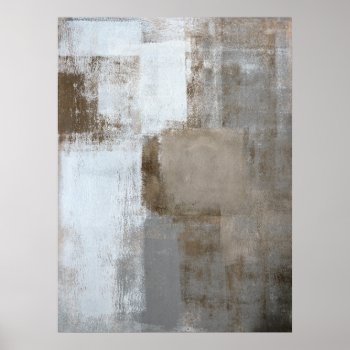 'calm And Neutral' Gray And Beige Abstract Art Poster by T30Gallery at Zazzle
