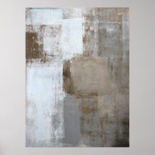 'Calm and Neutral' Grey and Beige Abstract Art Poster