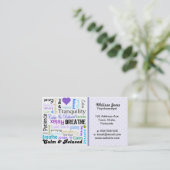 Calm and Relaxing positive words typography Business Card (Standing Front)