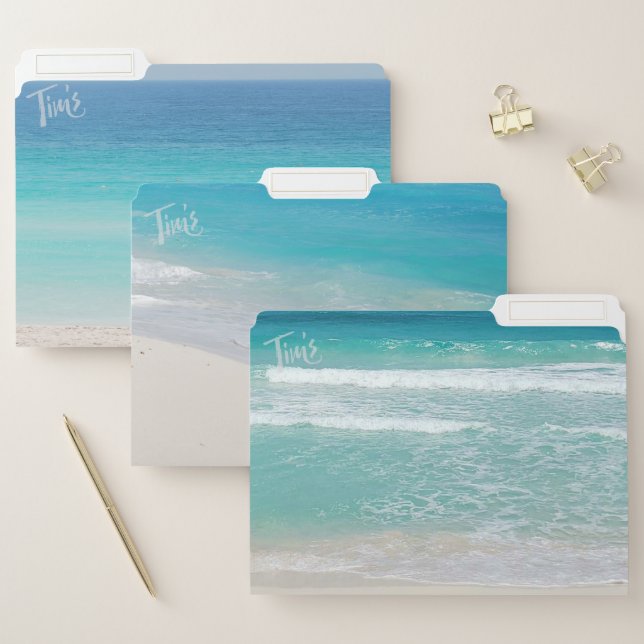 Calm beach with coastal ocean view file folder (Set)