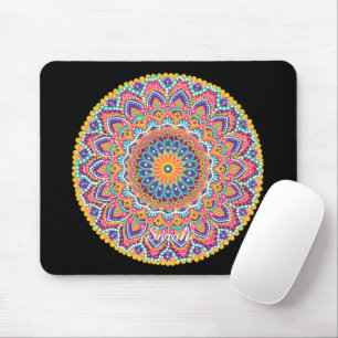 Calm Beautiful Colorful Floral Mandala Mouse Pad