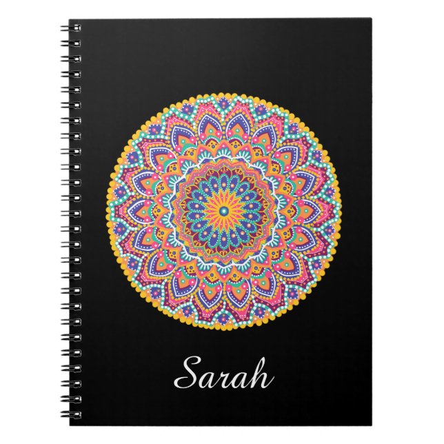 Calm Beautiful Colorful Floral Mandala Notebook (Front)