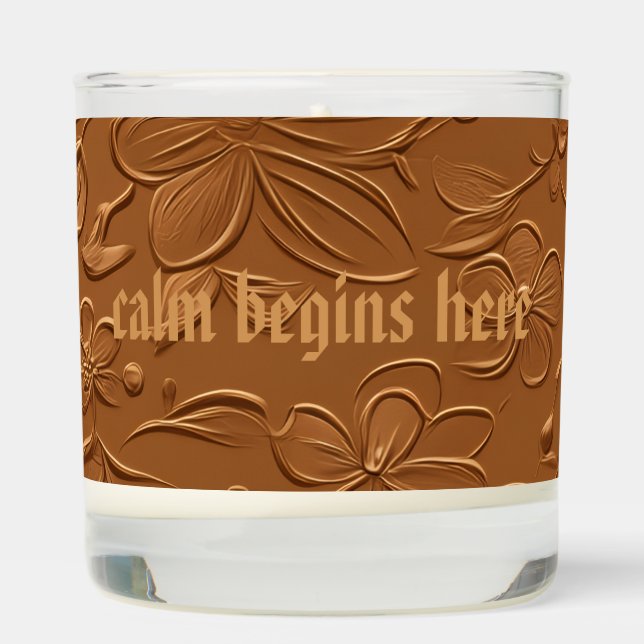 Calm Begins Here Copper Floral Candle (Right)