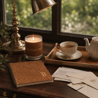 Calm Begins Here Copper Floral Candle