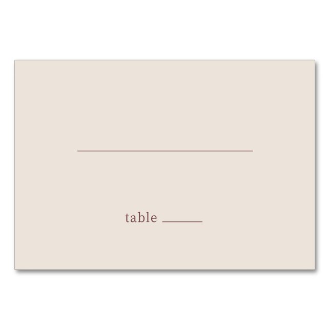 Calm Beige Minimalist Table Card (Front)