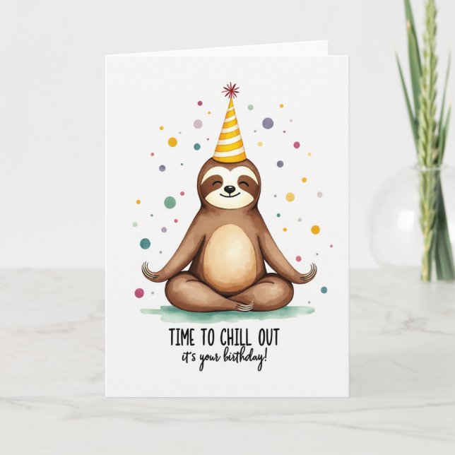 Calm Birthday Sloth Card (Front)