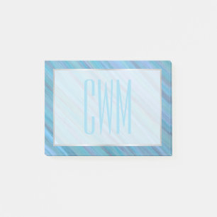 Calm Blue Abstract   Cool Turquoise Aqua Monogram Post-it Notes