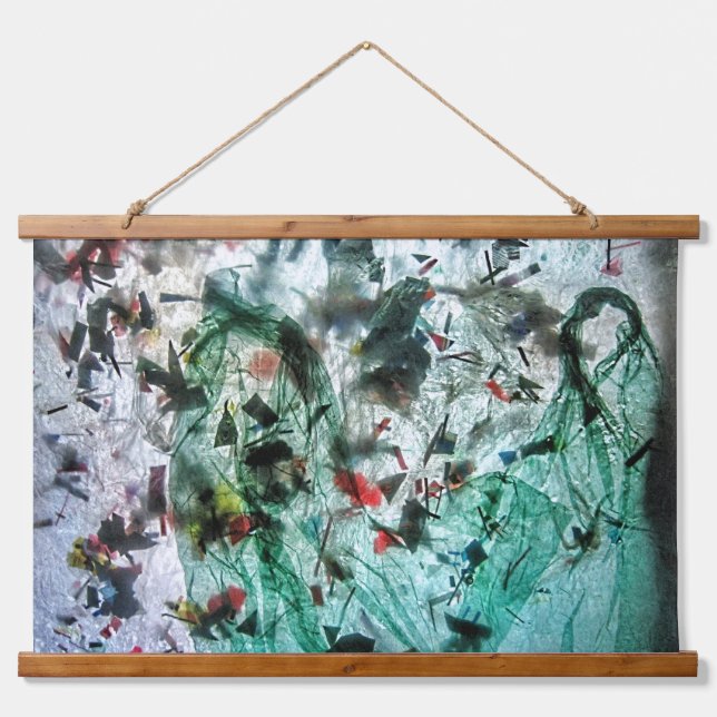 Calm blue abstract Wood Topped Wall Tapestry,Cozy  Hanging Tapestry (Front)