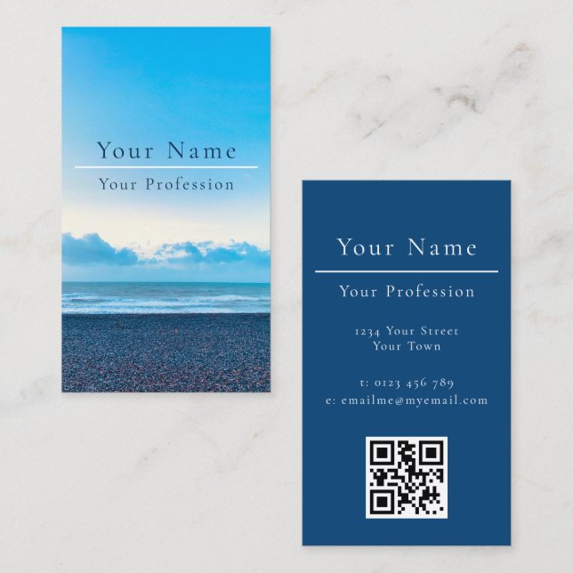 Calm Blue Beach Scene Customizable Business Card (Front/Back)