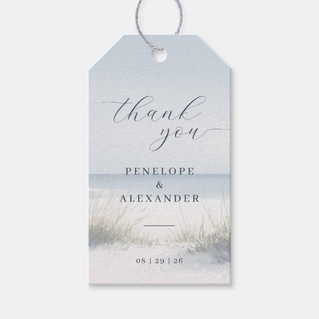 Calm Blue Beach Scene Gift Tags (Front)