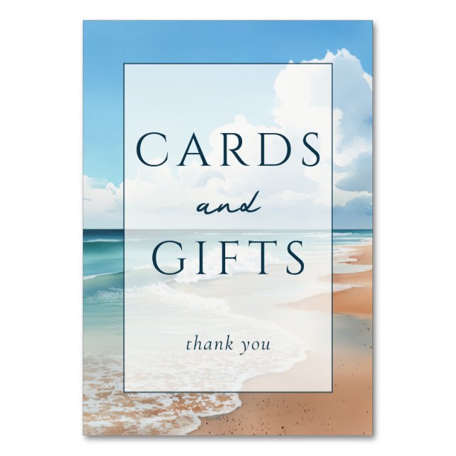 Calm Blue Beach Thank You Card (Front)