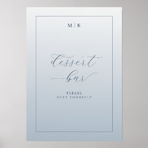 Calm Blue Elegant Dessert Bar Sign Holder