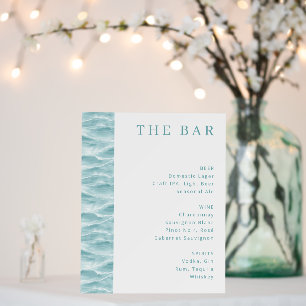 Calm Blue Minimalist Bar Menu Foam Board
