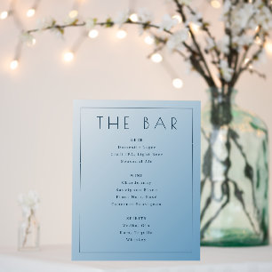 Calm Blue Minimalist Bar Menu Foam Board
