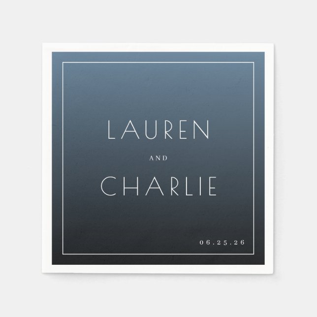 Calm Blue Minimalist Names Napkins (Front)