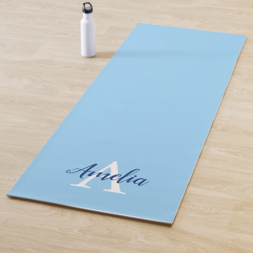 Calm Blue Monogram Script Yoga Mat