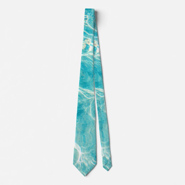 Calm Blue Ocean Wave Neck Tie (Front)