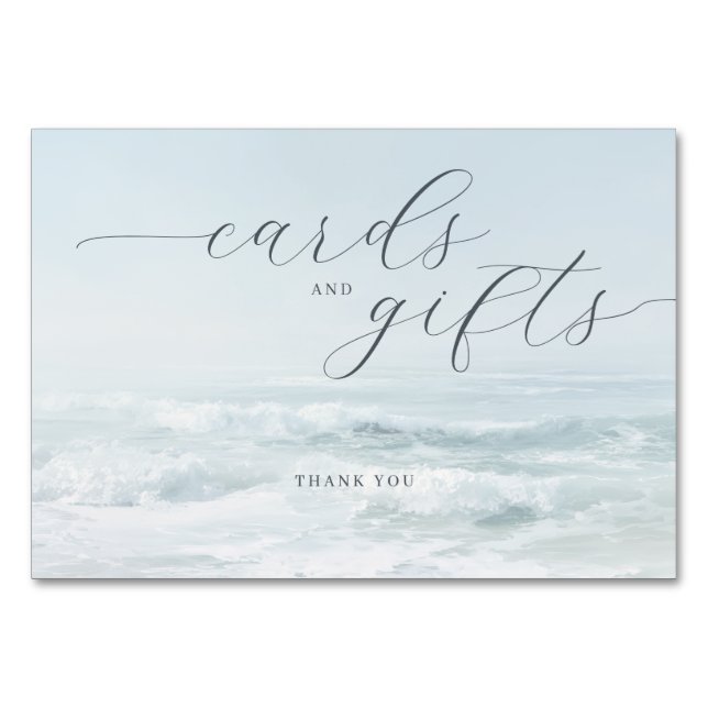 Calm Blue Ocean Waves Table Number (Front)