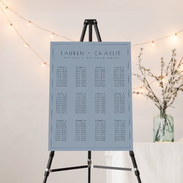 Calm Blue Seating Chart Foam Board (In Situ (Stand))