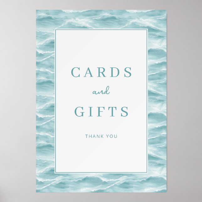 Calm Blue Water Ripples Thank You Card Holder (Front)