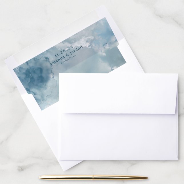 Calm Blue Watercolor Abstract Envelope Liner (Desk)