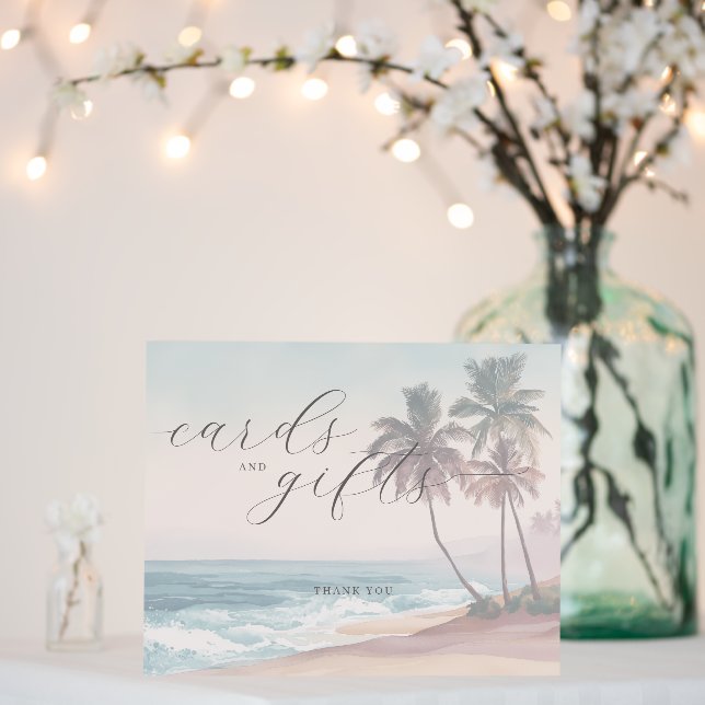 Calm Blue Watercolor Beach Scene Foam Board (In Situ (Wedding))