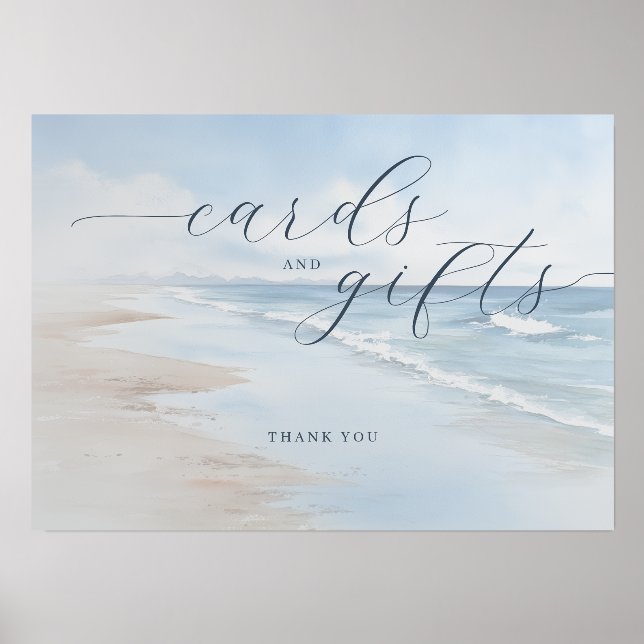 Calm Blue Watercolor Beach Waves Holder (Front)