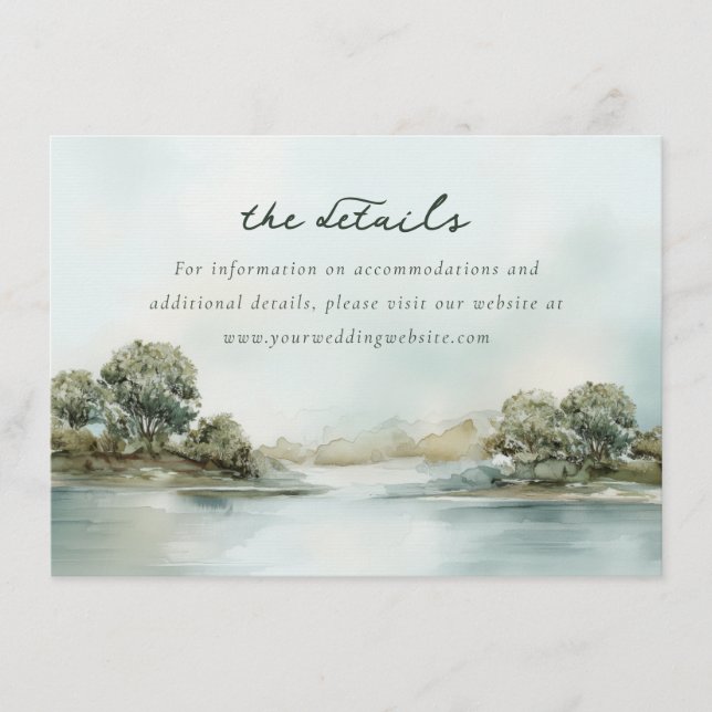 Calm Blue Watercolor Landscape Enclosure Card (Front)
