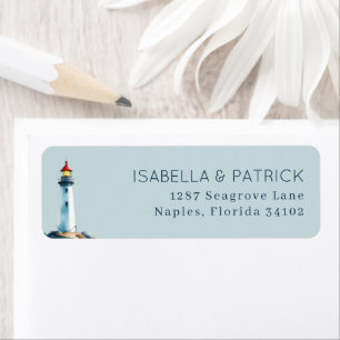 Calm Blue Watercolor Lighthouse Label