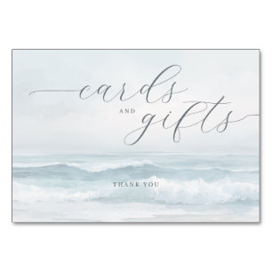 Calm Blue Watercolor Waves Table Number
