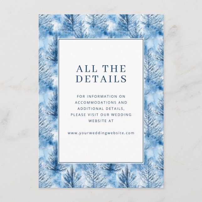 Calm Blue Winter Forest Trees Enclosure Card (Front)