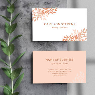 Calm Blush & Orange Greenery Leaves Business Card